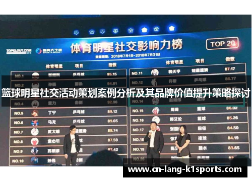 篮球明星社交活动策划案例分析及其品牌价值提升策略探讨
