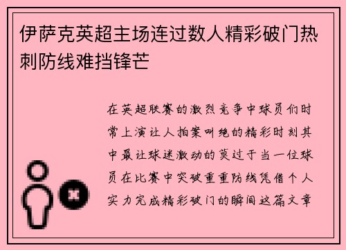 伊萨克英超主场连过数人精彩破门热刺防线难挡锋芒 伊萨克英超主场连过数人精彩破门热刺防线难挡锋芒